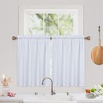 CAROMIO White Curtain for Bathroom Window Kitchen Curtains 36 inch Length, Rod Pocket Waffle Weave Textured Small Cafe Curtain, Window Treatment Set, 30"x36", 2 Panels