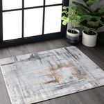 Calore Area Rugs for Living Room/Bedroom/Dining Room, Rugs Mordern Soft Abstract Distressed，Medium Pile Carpet Floor Mat (2.6 x 3.9 ft, Gray/Green/Grey)