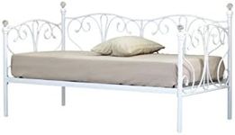 Comfy Living 2ft6 Small Single Crystal Day Bed ONLY in White