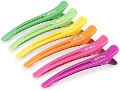 AIMIKE Hair Styling Accessories - 6pcs No-Crease Duck Bill Clips with Silicone Band for Sectioning, Roller, Cutting and Salon Use in Neon Colors