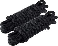 Amarine Made 1/2 Inch 25 FT Double Braid Nylon Dockline,Mooring Rope Double Braided Dock Line, 2-Pack,Black