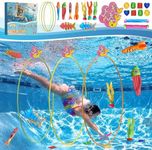 POJZIUY 26PCS Dving Toys, Pool Toys with Underwater Diving Ring for Boys and Girls Ages 3-8, 8-12, Pool Games Swimming Toys are Used in Children's Underwater Training Sports Programs to Enhance Fun