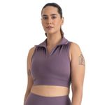 HUNNIT 2 in 1 Sports Bra Crop Top for Women, Mauve| Polo Neck Racerback Sports Bra| Medium Coverage| Lightly Padded Slip On Bra| Stretchable Sports Bra for Gym Workout| Sweat Wicking Fabric-3XL