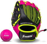 Franklin Sports Teeball Glove - Left and Right Handed Youth Fielding Glove - Neo-Grip - Synthetic Leather Baseball Glove - 9.0 Inch Left Hand Throw - Ready To Play Glove with Ball - Pink
