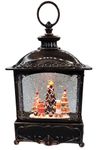 Gerson Lighted 12 Inch Christmas Water Lantern Snow Globe with Continuous Swirling Glitter- Gingerbread Tree