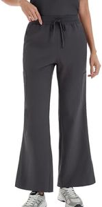 VECARDI Scrub Pants for Women High Rise 4-Way Stretch Flare 6 Pockets