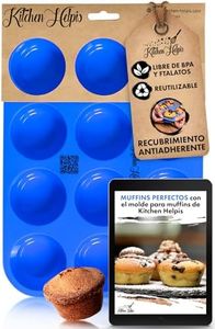 Kitchen Helpis® 12 moldes de silicona para muffins, sin BPA, antiadherente, molde de silicona bonus, libro de recetas, molde para magdalenas apto para lavavajillas, molde para muffin