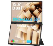 ZSCMALLS Triple Laptop Screen Extender, 15.6" 1080P FHD IPS Folding Stacked Portable Monitor, 180°Rotation, USB C Travel Extended Computer Display w/VESA, Plug & Play for PCs (Wins/Mac)