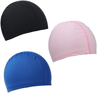 3pcs Elastic Swim Caps, Swimming Caps Bathing Caps Unisex Swim Caps for Boys Girls Kids Adults Women Men Comfortable Non-Slip Swimming Pool Cap for Long and Short Hair