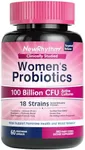 NewRhythm Probiotics for Women, P-5-P, Vitamin C & Organic Cranberry, 100 Billion CFU 18 Strains, Prebiotics & Probiotics, Vaginal Probiotics for Digestive Health & PH Balance, 60 Capsules, No Dairy