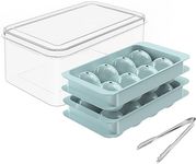 Large Ice Cube Tray, Pack of 2 Ice Cube Trays, Ball Ice Mould with Container and Tongs, Leak-Proof, Easy Filling and Releasing Ice Balls, 6.3 cm Ice Cube Tray for Whiskey, Cocktails