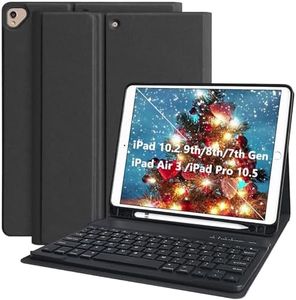KBCASE Keyboard Case for iPad 9th/8th/7th Generation 2021/2020/2019, Compatible with iPad Air 3/Pro 10.5, Detachable Bluetooth Keyboard Case with Pencil Holder (Black)