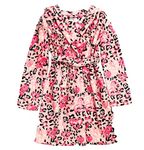 Pink Fleece Robe with Leopard and Heart Print for Girls 5-13yrs (as1, age, 12_years)