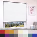 Straight Edge Dim-Out Roller Blind - Easy Fit Home Office - 180cm Width x 160cm Width Drop - White