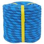 YUZENET Braided Polyester Arborist Rigging Rope (3/8 inch X 50 feet) High Strength Outdoor Rope for Rock Climbing Hiking Camping Swing, Blue/Black