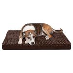 Furhaven Pet Bed for Dogs and Cats - Ultra Plush Curly Faux Fur and Suede Mattress Egg Crate Orthopedic Dog Bed, Removable Machine Washable Cover - Chocolate, Large