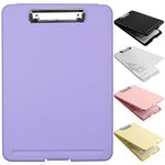 A4 Clipboards, Clipboard with Storage,Plastic Storage Clipboard with Low Profile Clip,Heavy Duty Nurse Clipboards Foldable,Clipboard Case for Work,Teacher Must Haves,Office School Supplies-Pale Purple