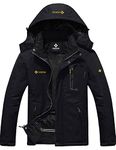 GEMYSE Men's Mountain Waterproof Ski Snow Jacket Winter Windproof Rain Jacket (Black,Large)