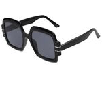 Steve Madden | Black Full rim Oversized Branded Latest and Stylish Sunglasses | 100% UV Protection (UV 400) Grey Lens | Women | Medium | SM ML W BARNES BLK/SMOKE