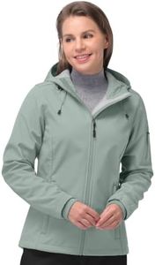 33,000ft Women's Softshell Jacket, Fleece Lined Warm Jacket Light Hooded Windproof Coat for Outdoor Hiking