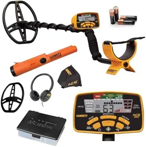 Garrett ACE 400 Metal Detector Bundle – Digital Target ID, Iron Audio, Adjustable Frequency, Includes Pro-Pointer at, Finders Box, Headphones & Searchcoil Cover