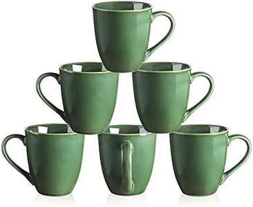 vicrays Coffee Mug Set, 12 Ounce, Set of 6, Ceramic Mug for Men, Women, Unique Glazed Mugs with Handle for Coffee, Tea, Milk, Cocoa, Cereal(Green)