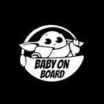 AGL Baby on Board Sticker (5.5)”- Cute Yoda Safety Caution White Color Decal Sign for Vans/Walls/Laptop/Car/Truck/Boat/Window/Bumper/Helmet/Glass and More