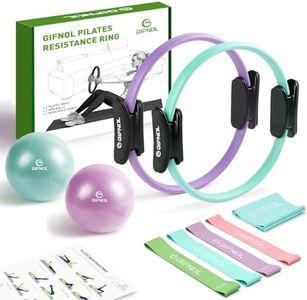GIFNOL Pilates Ring and Ball Set with Resistance Bands - Pilates Equipment for Home Workout - 14'' & 12'' Pilates Rings, 2 Pilates Balls, 5 Resistance Bands for Toning Arms, Thighs/Legs & Core