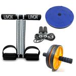 LIVOX double spring Tummy Trimmer And dual wheel Abs Roller, Tummy Twister With Skipping Rope - Home Gym Equipment for Men and Women Home Workout Gym combo Kit