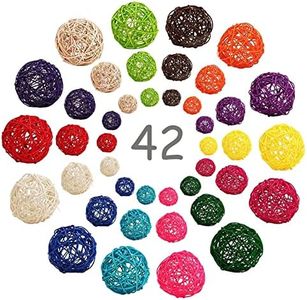 42 Pieces Rattan Ball Bird Toys, Bird Parrot Chewing Toys, Pet Biting Ball Toys, Suitable for DIY Accessories, Crafts Hanging, Vase Filling, Party and Wedding Decorations, etc. 1.2 Inches