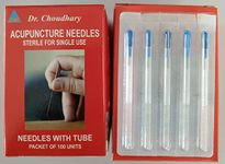 Dr. Choudhary Acupuncture Needles Stainless Steel Handle with Tube Pack of 100 Needles (0.25 x 13 mm) 0.5 CUN)