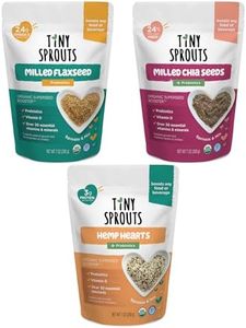 Tiny Sprouts Organic Milled Flaxseeds, Chia Seeds & Hemp Hearts + Probiotics + Vitamin D3 | Superfood Nutrition Booster Trio for Brain, Gut & Body Health for Picky Kids | Omega-3, Protein, Fiber, Iron, Calcium, Zinc | Gluten-Free, Plant-Based Superseed Blends | 7 oz x 3 Pack