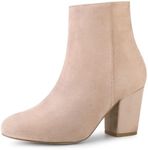 Allegra K Women's Side Zip Chunky Heel Ankle Boots Nude Ankle Boots 8 M US