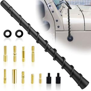 BFXM Black Spiral Bending Antenna, Waterproof Car Rubber Antennas, 7 Inch Auto Toppers Flexible Retrofit Antenna with Screw, Exterior Car Accessories for Car Radio AM FM for Trucks, Cars, SUVs