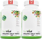 Plantvital Organic Milk Thistle Extract Capsules - Vegan - 80% Silymarin Flavonoids - Can protect, support liver function and digestive disturbances - Non-GMO - 6 Months Supply - 180 Capsules