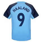 Manchester City F.C. Boys Haaland 9 Poly Kit T-Shirt Sky Blue 6-7 Years