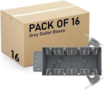 (16 Pack) 4-Gang Plastic Electrical Box, Grey Outlet Box, Four Gang New Work Junction Box, Captive Nails, 55 cu. Inches, Length 7-3/5'', Width 3-7/10'', Depth 2-1/2''