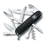 Victorinox Huntsman Swiss Army Knife, Medium, Multi Tool, Camping Knife, 15 Functions, Large Blade, Bottle Opener, Black