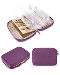 bagsmart Travel Jewellery Organiser, Jewellery Case, Jewelry Storage Bags with Clear Pages for More Necklaces, Earrings, Rings, Bracelets, Large Capacity Zipper Jewelry Pouch, Purple