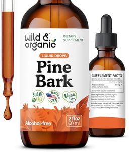 Wild & Organic Pine Bark Extract Tincture - Antioxidant Support - Pinus Pinaster Supplements - French Maritime Bark Liquid Drops - 2-Month Supply - Vegan, Alcohol & Sugar-Free - 2 fl oz