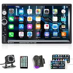 CAMECHO 7 Inch Touch Screen Car Radio Bluetooth Multimedia Player with Mirror Link Hands-Free Calling FM Head Unit Supports Steering Wheel Control Backup Camera USB SD AUX-in