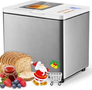 KEEPEEZ Bread Machine Dual-Heaters, 19-in-1 Horizontal Bread Maker, Gluten Free, Sourdough, Pizza Dough, Jam, Stir-Fry Setting, Stainless Steel, 3 Crust Colors, Nonstick Pan, Auto Keep Warm