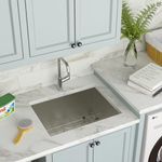 Couoko 23 Inch Undermount Laundry Sink 16 Gauge Stainless Steel 12 Inch Deep Single Bowl Under Counter Handmade Utility Outdoor Kitchen Sink 23"x18"x12"
