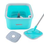 Spotzero By Milton Fresh Flow Square with Bucket 3 L, Flexible Kitchen tap Flat Squeeze Mop Bucket System Cleaning Supplies, Mop Head,Pocha for Floor Cleaning with 2 Reusable Pads Clean