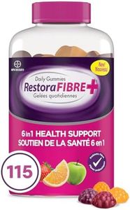 RestoraFIBRE+ 6 in 1 Daily Prebiotic Fibre Supplement Gummies for Adults, Supports Health Benefits, including Regularity, Gentle Constipation Relief & Healthy Immune Function with Naturally Sourced Inulin (115 ea)