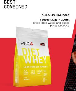PhD Nutrition Diet Whey Protein Powder, Banana, 1kg Bag