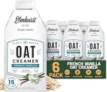Elmhurst 1925 French Vanilla Oat Creamer - 16 Ounce (Pack of 6) Dairy-Free, Vegan, Kosher, Low Sugar, Shelf Stable Creamer Made with Water & Oat Grains for Healthier, Simpler Plant Based Alternatives