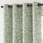 jinchan 100% Blackout Curtains 84 Inches Long Green Scroll Floral Window Curtains for Bedroom Grommet Thermal Insulated Drapes for Living Room Farmhouse Vintage Window Treatments Set 2 Panels