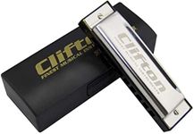 Clifton 10 Hole 20 Tones Blues Harmonica C-key Mouth Organ Blues Harp Key of C Harmonica (Silver)