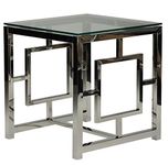 Cortesi Home Square Contemporary End Table, Stainless Steel, Silver